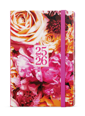 18měsíční týdenní diář 2025/2026 Baloušek B6 Lungo - Růže