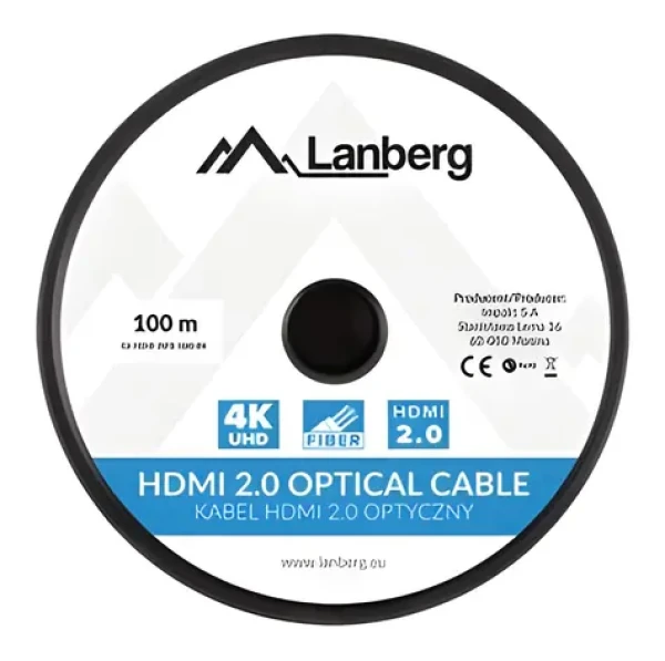 Lanberg Kabel optický HDMI 2.0 (M) - HDMI 2.0 (M) 100 m černá / AOC / 4K / 60Hz (CA-HDMI-20FB-1000-BK)