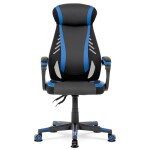 Herní křeslo, modrá, černá ekokůže a černá látka a síťovina MESH, PCA mech