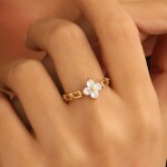 ELENYS Clover – pozlacený prsten 18K žluté zlato Velikost: 6 (EU: 51-53)