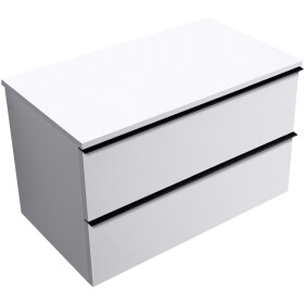 CERANO - Koupelnová skříňka Velora - bílá matná, úchytka černá + deska z lit. mramoru Elanys - 12 mm - bílá matná - 80x54,2x46,5 CER-679409