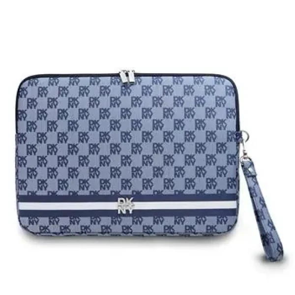 DKNY PU Leather Checkered Pattern and Stripe modrá / pouzdro pro notebook 13-14" (3666339271275)