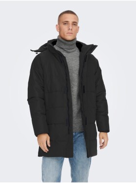 Černý pánský prošívaný zimní kabát ONLY SONS Carl Pánské
