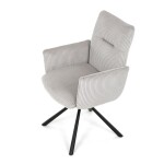 Židle jídelní, krémová manšestrová látka, 360° vratný mechanismus, černý kov