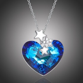 Exkluzivní náhrdelník Swarovski Elements Niamh - srdce, Modrá 40 cm + 5 cm (prodloužení)