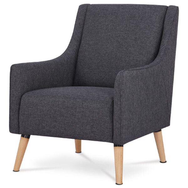 Křeslo, potah černá látka, nohy masiv bříza, přírodní odstín