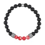 Pánský náramek Sebastien - 8 mm červený jaspis, onyx, Červená 21 cm
