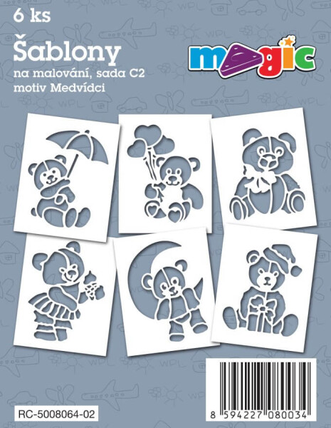 Magic šablony papírové sada C2 Medvídci 6 ks