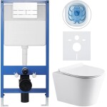 CERANO Kompletní podomítkový WC set Lite/Carlito - bílá lesklá - WC tlačítko Line, bílá - předstěnová instalace - 48,5x36,5 cm