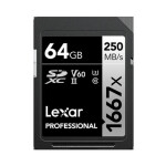 Lexar Professional 1667x SDXC 64GB / čtení: 250MBs / zápis: 90MBs / UHS-II U3 / Class 10 / V60 (LSD64GCB1667)