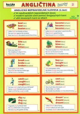 Angličtina karty nepravidelná slovesa
