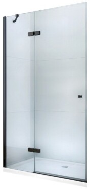 MEXEN - ROMA křídlové dveře 90x190 cm 6mm, černé, transparent se stěnovým profilem 854-090-000-70-00