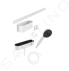 HANSGROHE - WallStoris Set sprchové hlavice 105, 3 proudy, termostatu a koupelnových doplňků, matná bílá 24250700