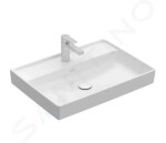 VILLEROY & BOCH - Collaro Umyvadlo 650x470 mm, bez přepadu, otvor pro baterii, CeramicPlus, Stone White 4A3366RW