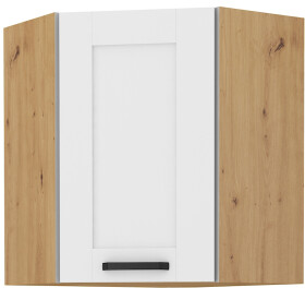 Horní rohová skříňka Luna 60x60 GN-72 1F (45°) Barva korpusu: Dub artisan, Barva dvířek: Bílá