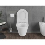 MEXEN/S - Rico Závěsná WC mísa Rimless Tornado včetně sedátka s slow slim, duroplast, bílá lesk 30720300T