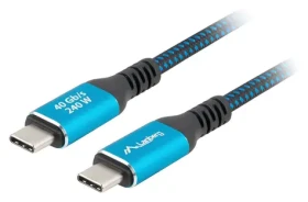 Lanberg USB-C 4.0 0.5m černá-modrá / Kabel USB-C na USB-C / 240W / 8K 60Hz (CA-CMCM-44CU-0005-BK)