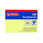 Karty do kartotéky A6 Herlitz, linka, 100ks - žluté