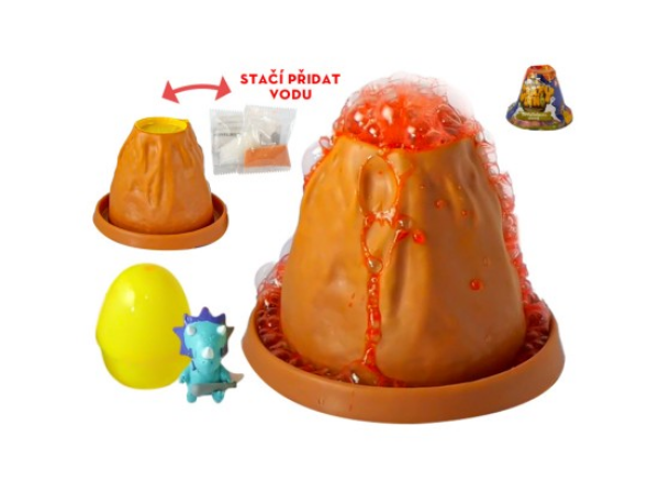 Crazy Dino sopka 10 cm s lávou, vejcem a dinosaurem ve fólii