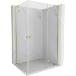 MEXEN/S - Mist-H L Duo sprchový kout dveře křídlové 80 x 105, transparent, zlato kartáčovaná 8A5L-080L-105P-55-00