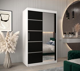 Šatní skříň Abi V2 Barva korpusu: Bílá, Rozměry: 120 cm, Dveře: Černá