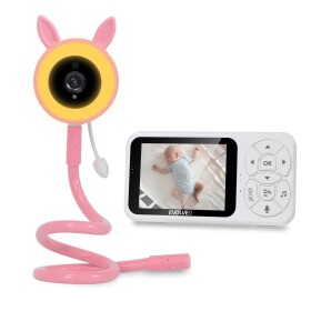 EVOLVEO Baby Monitor N35 – dětská chůvička s kamerou, VOX, teploměr, noční vidění, RGB světlo Růžová