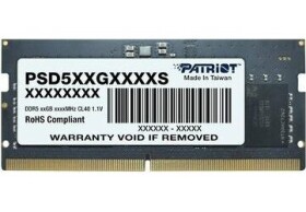 Patriot Signature 16GB (1x16GB) 5600MHz / SO-DIMM / DDR5 / CL46 / NON-ECC / Unbuffered / 1.1V (PSD516G560081S)