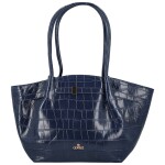 Luxusní dámská koženková kabelka na rameno Moiry, tmavě modrá