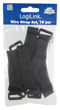 LogiLink Suchý zip na kabely černý, 10 ks / Organizátor kabelů / 150 x 20 mm / Nylon (KAB0056)