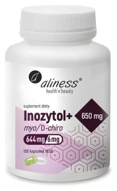 Aliness Inositol myo/D-chiro 650 mg + B6 / Doplněk stravy / 100 kapslí / bez lepku