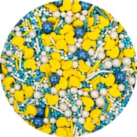 Dortisimo 4Cake Cukrové zdobení bílé, žluté a modré Fluffy Waves (80 g)