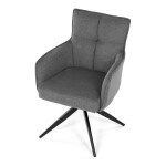 Židle jídelní, taštičkové pružiny v sedáku, 180° otočný mechanismus, šedá voděodolná látka, černý kov