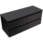 CERANO Koupelnová skříňka Carole + deska pod umyvadlo Navira Pro - 36 mm - černá matná - 160x51,6x46 cm