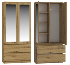 FRONTI Šatní skříň SS-90 zrcadlo Dub artisan 8098