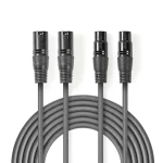 Nedis Vyvážený Audio kabel 2x XLR 3pinový (M) - 2x XLR 3pinová (F) 3.00 m tmavě šedá (COTH15030GY30)