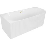 MEXEN/S - Gia volně stojící rohová vana reliéf levá 150 x 75, bílá lesk, sifon a přepad zlatá 52701507500L-50