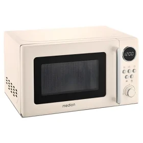 Medion MD15000 Retro béžová / Mikrovlnná trouba / 800 W / 20 l / Otočné ovládání / LCD displej (50076228)