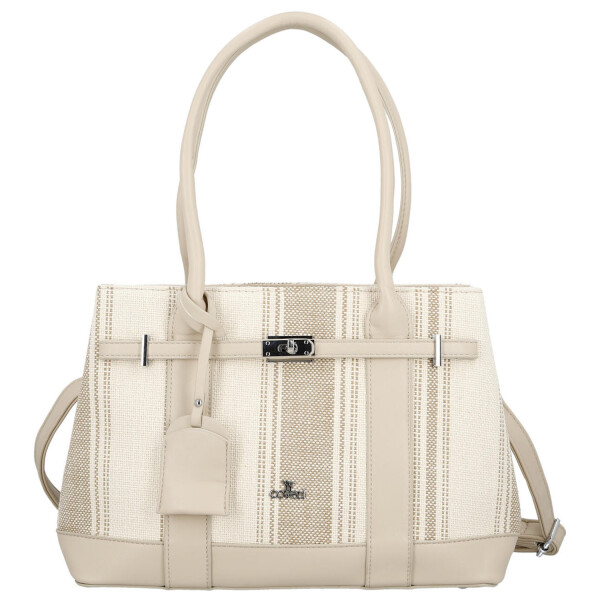 Luxusní dámská koženková kabelka do ruky Monica, tmavě béžová