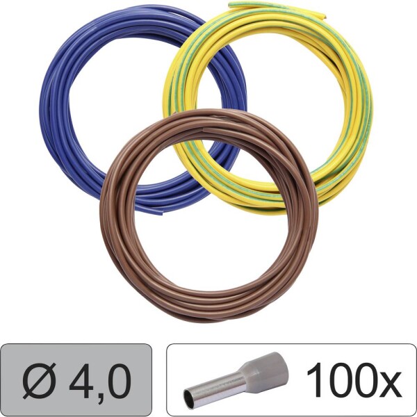 Quadrios 25CW125 Jednotlivá žíla, LiFY, 4.0 mm², modrá, hnědá, žlutozelená, 1 sada