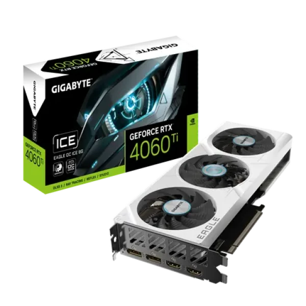 GIGABYTE GeForce RTX 4060 Ti EAGLE OC ICE 8GB / 1830-2505 MHz / 8GB D6 / 128-bit / 2x HDMI 2x DP / (8) 500W (GV-N406TEAGLEOC ICE-8GD)