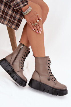 Dámské workery na platformě – tmavě béžové Vinceza 58588 Velikost: 40