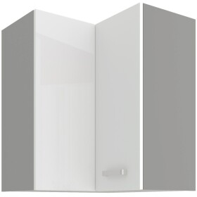 Horní rohová skříňka 60x60 GN-72 2F (90°) Barva korpusu: Šedá, Barva dvířek: Bílý lesk (Blanka)