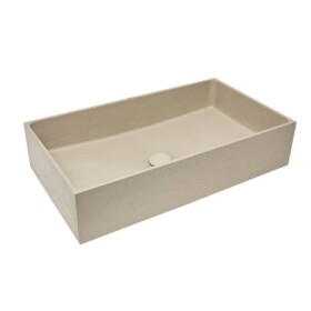 Umyvadlo na desku SAT Cemento 64x37 cm písková mat bez otvoru pro baterii, bez přepadu CEM6437P CEM6437P