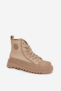 Dámské zateplené vysoké tenisky Big Star – béžové Velikost: 37