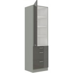 Vysoká potravinová skříňka 60 DKS-210 3S 1F - Premium box Barva korpusu: Šedá, Barva dvířek: Krémový lesk (Karmen)