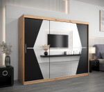 Šatní skříň Abi Bo Barva korpusu: Dub Sonoma, Rozměry: 150 cm, Dveře: Černá