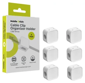 Mobile Origin CB8 bílá / Organizér kabelů / magnetický / samolepicí / sada 6 ks (MO-CM-CB8-WHT)