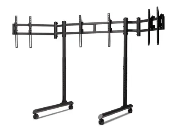Next Level Racing Round Tube Triple Monitor Stand / Samostatný stojan pro 3 monitory / až 3× 43" / VESA 75×75–400×800 mm