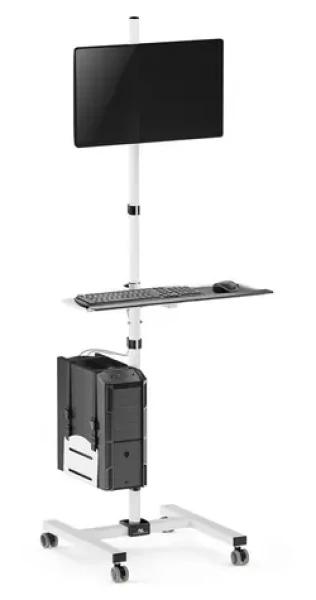 Maclean MC-793 bílá / Podlahový vozík pro monitor a PC / na kolečkách (MC-793 W)