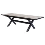 Stůl zahradní rozkládací, keramická deska v dekoru dub 200+60x100x77 cm, hliníková konstrukce